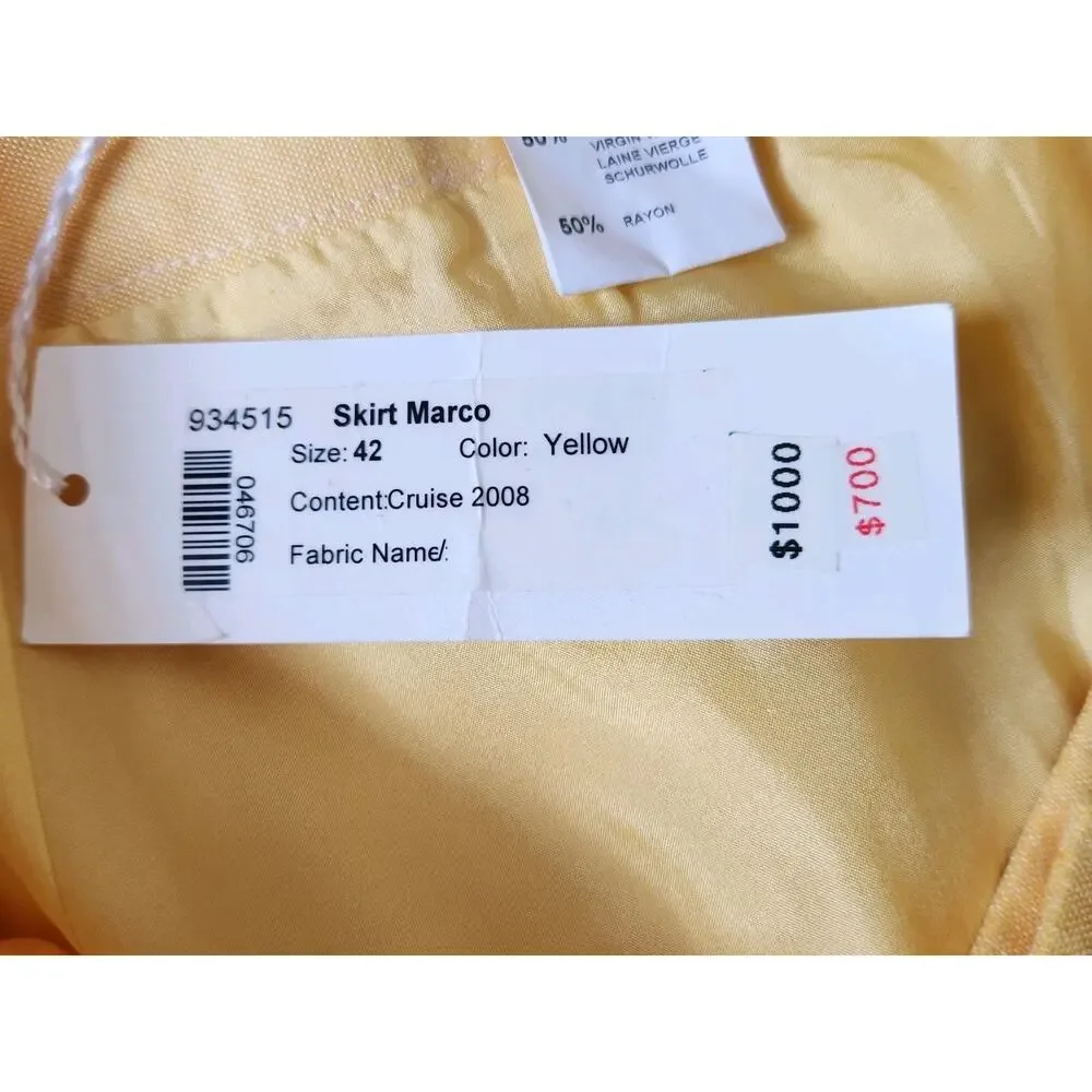 NWT Luca Luca Marco Tiered Skirt Sz 42 Yellow Wool Blend Made in Italy Designer - Picture 5 of 8